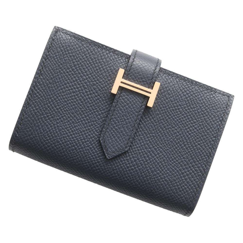 Hermes Card Case Bearn Mini Blue Indigo Ping Vaud Epson WALLET